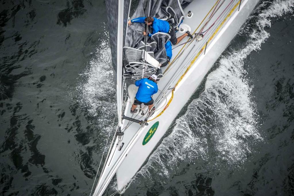 Teamwork on RAGAMUFFIN 90 following the Rolex China Sea Race start ©  Rolex/ Kurt Arrigo http://www.regattanews.com